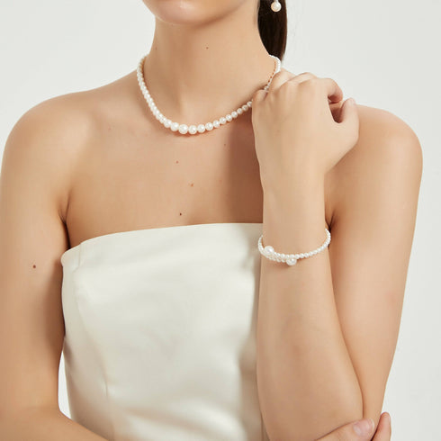 Eternal Embrace White Freshwater Pearl Bracelet - House Of Pearls